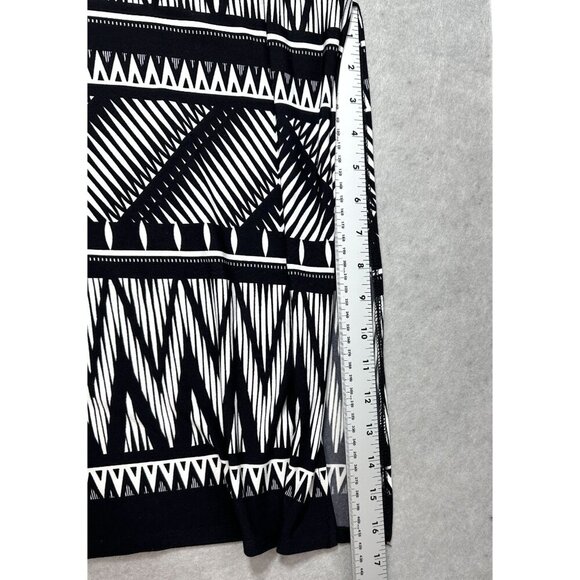 Chicos‎ Size 3 Womens Maxi Skirt Geometric Tribal Print Black & White Side Slit - Picture 9 of 16